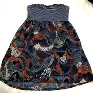 Roxy | Blue Multicolored Strapless Sundress